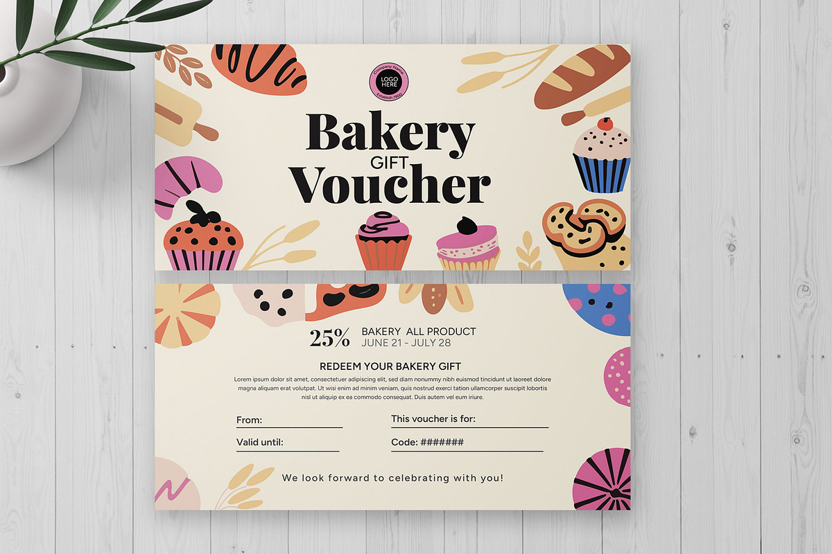 Bakery Gift Voucher Design, a Card Template by MightyDesign (Photo 1 of 6)