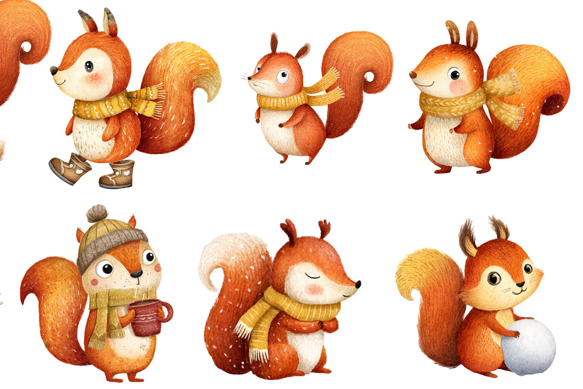 Winter Squirrel Clipart, an Illustration by Designworld (Photo 2 of 4)