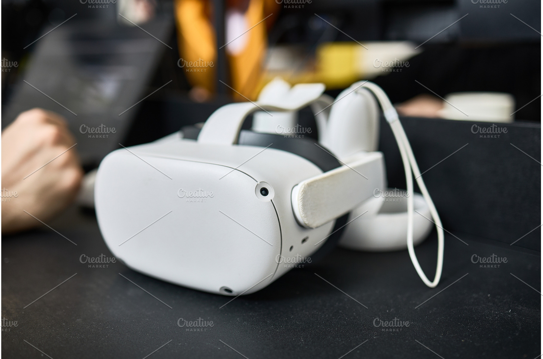 Virtual reality headset on a desk, a Technology Photo by wip3out