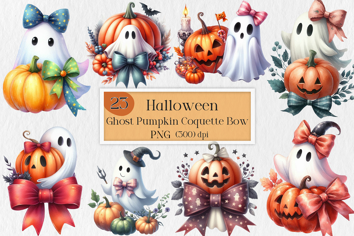 Halloween Ghost Pumpkin Coquette Bow, an Illustration by Creative Art (Photo 1 of 5)