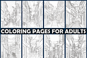 Snowy Alleyway View Coloring Pages, an Animal Illustration by maggiesar (Thumbnail 2 of 4)