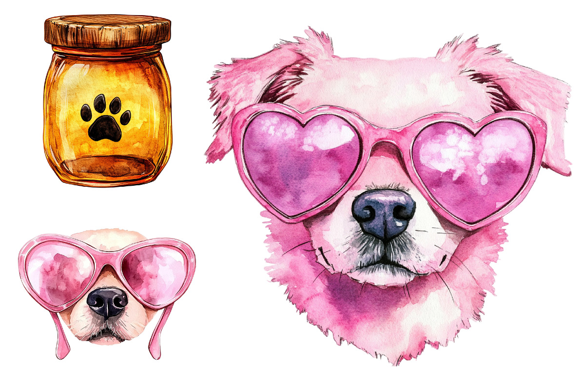 Watercolor Cute Dog Lover Clipart, a Seasonal Illustration by CitraGraphics (Photo 7 of 8)