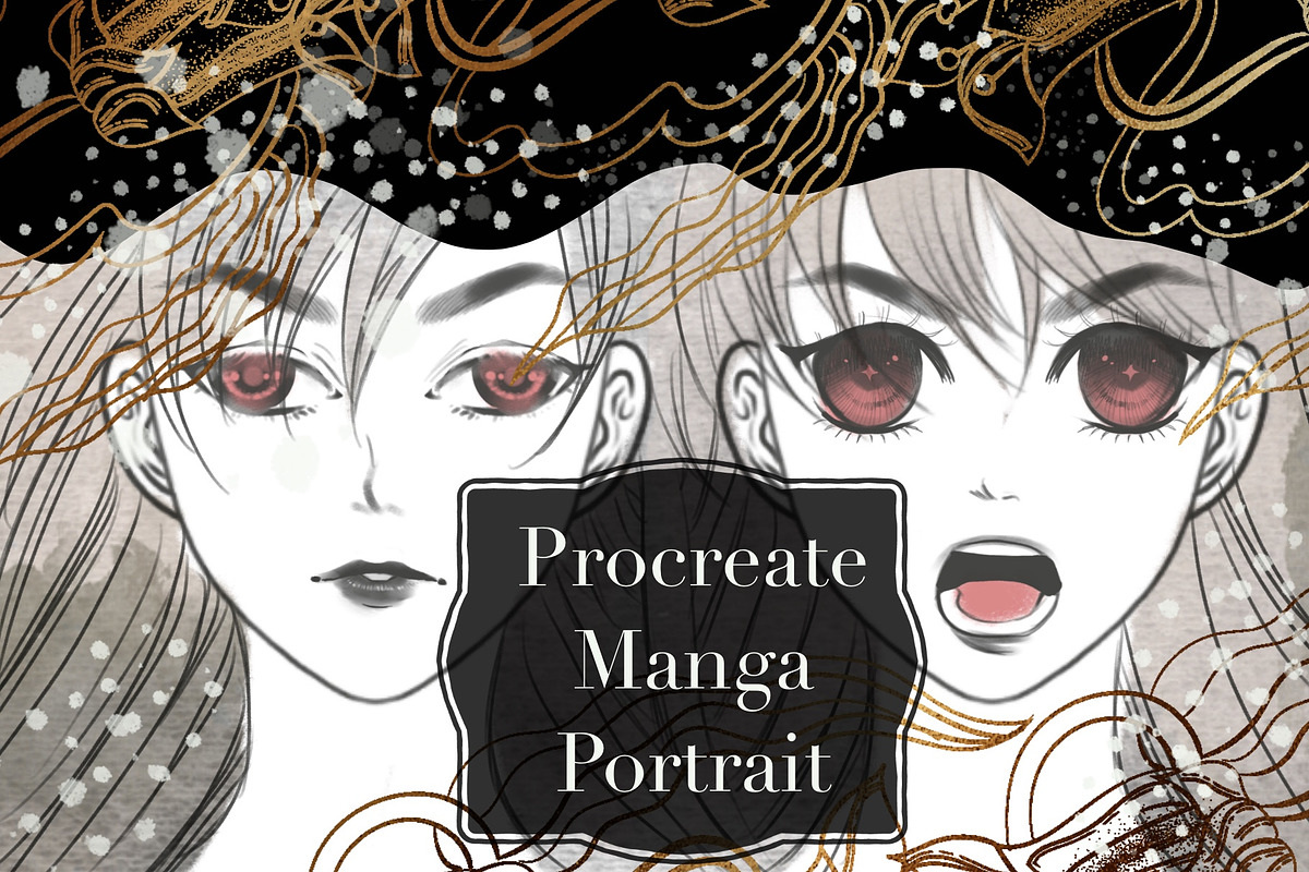 Manga portrait procreate brush, a Brush Add-On by Meisanmui (Photo 1 of 5)