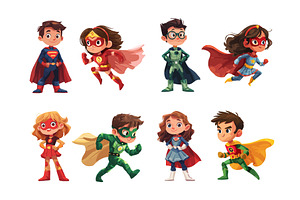 Superhero cartoon children. Running, a Person Illustration by Stock-Smart-Start