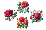 Red Roses Clipart, Rose Flowers PNG, an Illustration by Dream Creation (Thumbnail 6 of 6)