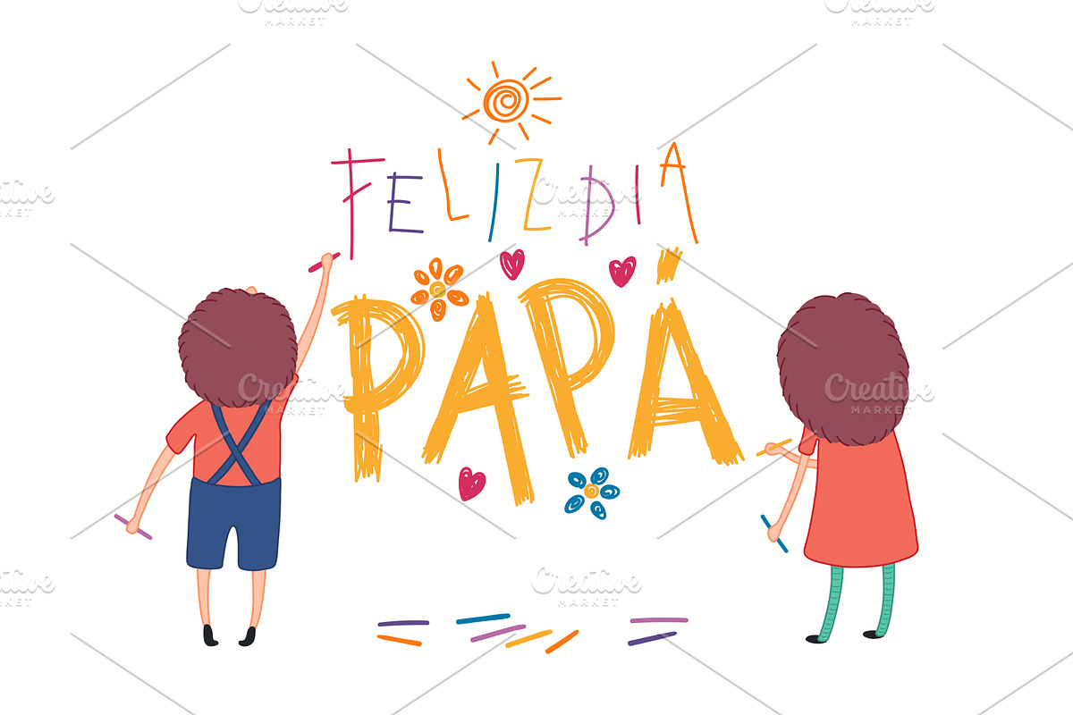 Fathers Day card with kids drawing, an Object Illustration by sceptical cactus