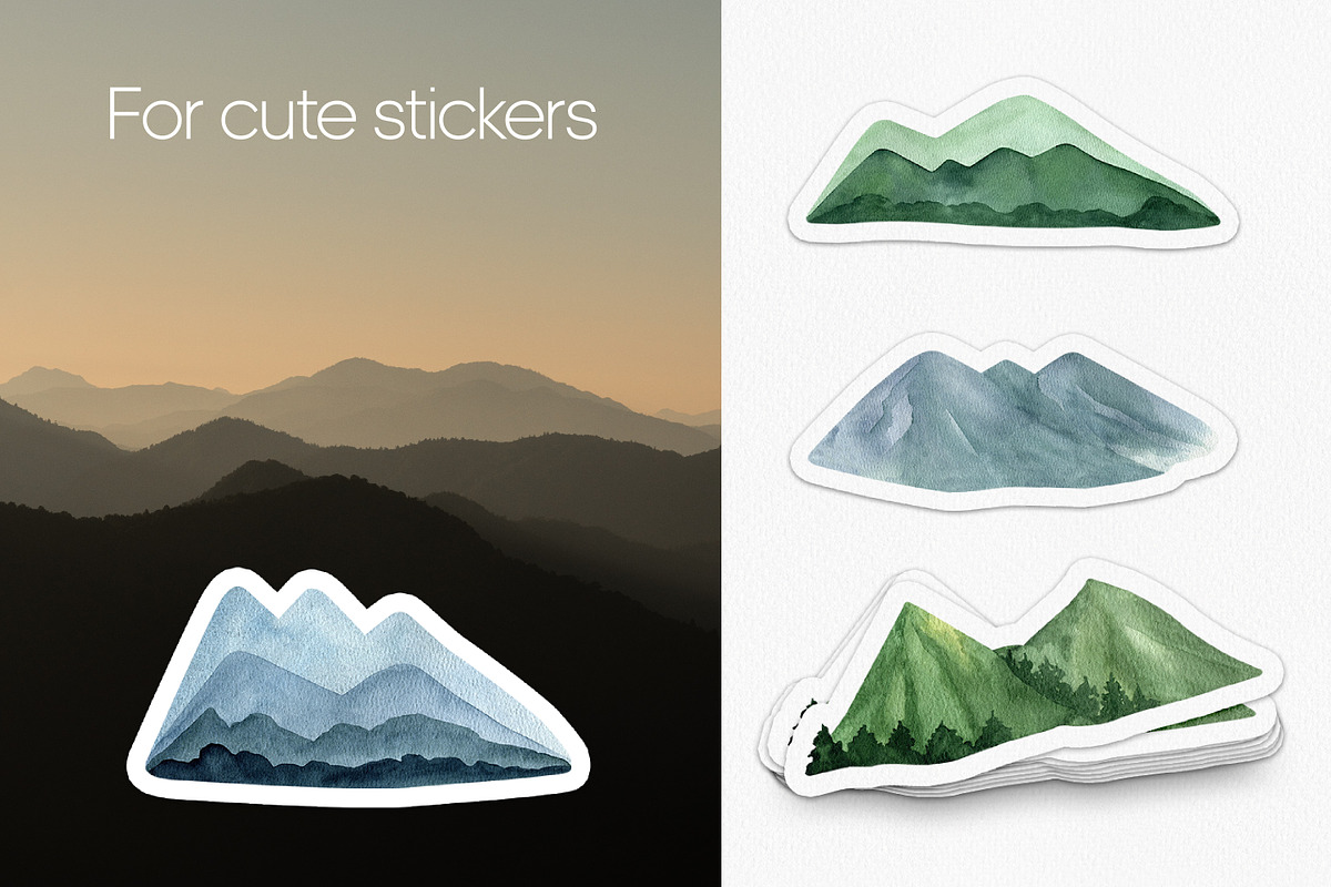 Watercolor Mountain Landscapes, a Seasonal Illustration by Anntre (Photo 3 of 4)