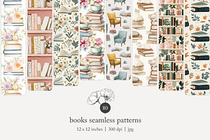 80 books seamless pattern, a Pattern Graphic by Poppy Lane Studio