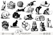 95 line art Cats clip art, an Animal Illustration by Poppy Lane Studio (Thumbnail 3 of 12)