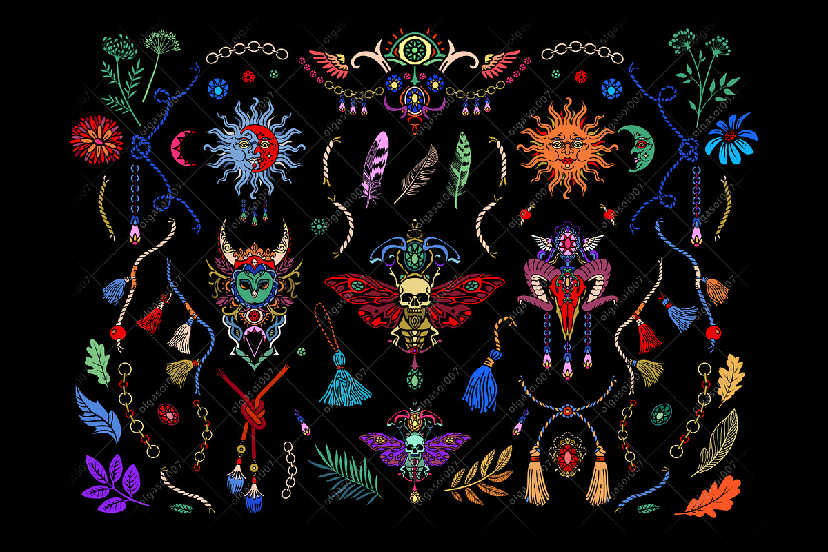 Talismans amulets. Magic boho summer, a Decorative Illustration by OlgaSoi007 (Photo 3 of 10)