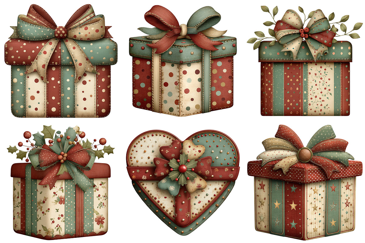 Whimsical Christmas Gift Box Clipart, an Illustration by Craft Nest (Photo 6 of 8)