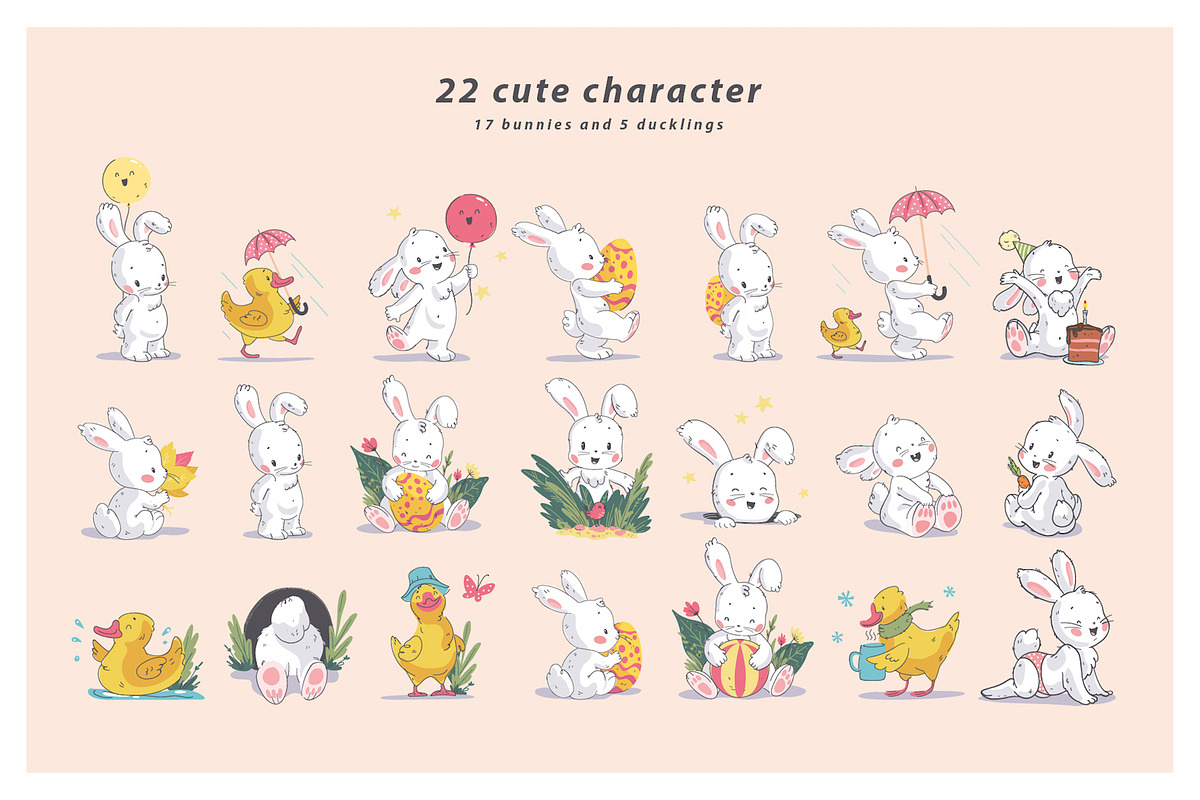 pretty bunny kit, an Animal Illustration by Funnystore (Photo 2 of 17)