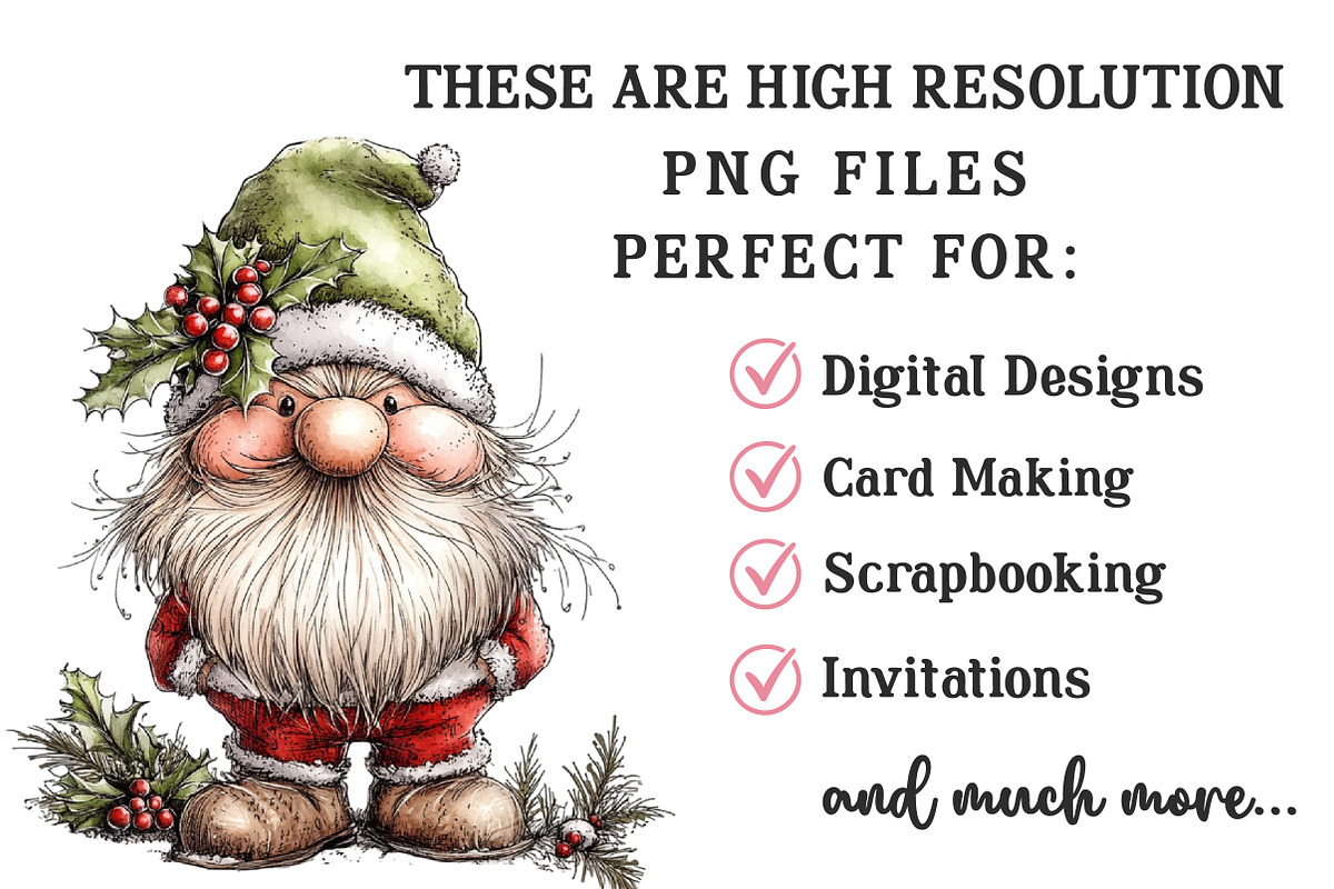 Whimsical Christmas Gnome Clipart, an Illustration by OK Design (Photo 3 of 6)