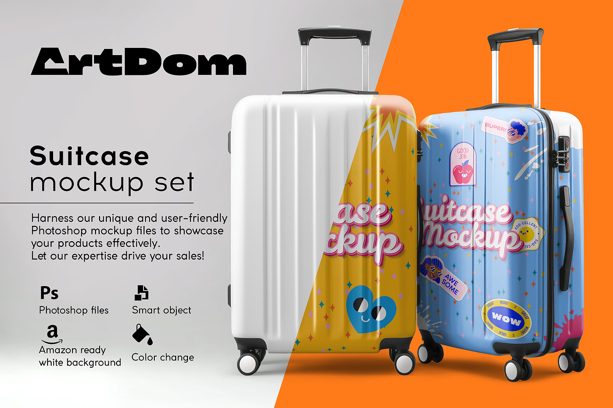 Suitcase Mockup Set, a Mockup by ArtDom (Photo 1 of 5)
