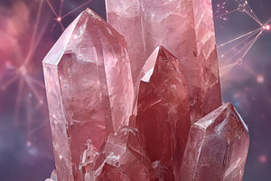 Pink quartz crystal cluster cosmic b, a Photo by Pixeness Studio