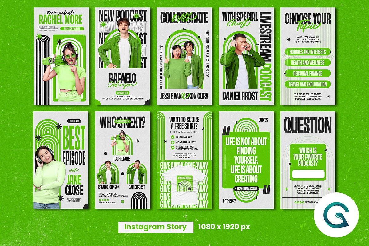 Podcast Social Media Pack Template preview 3