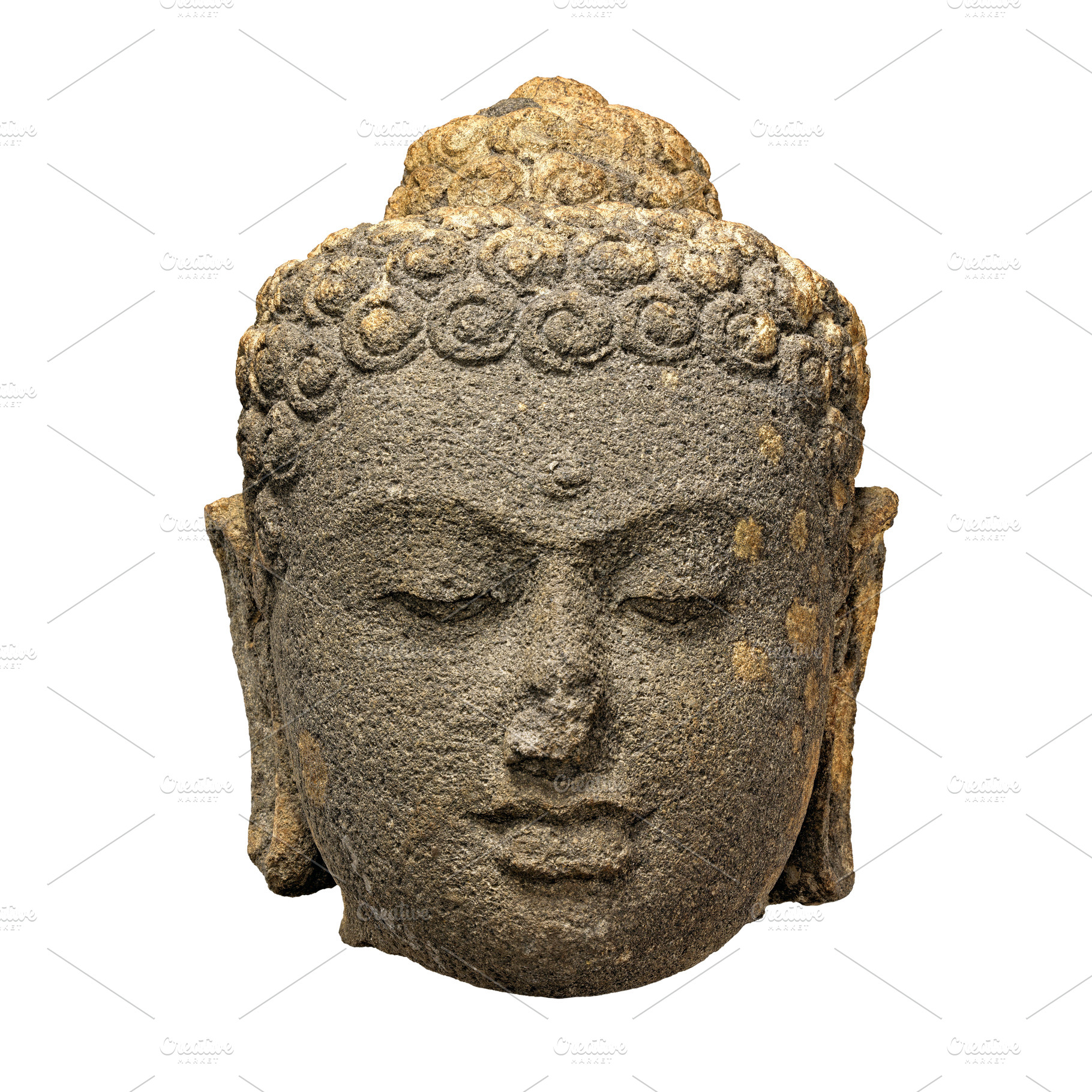 Stone Buddha head isolated, a Person Photo by BOOCYS