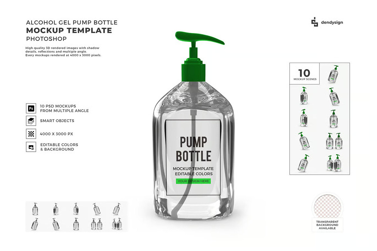 Gel Pump Bottle Packaging Mockup, a Packaging Mockup by DesignRushMarket (Photo 1 of 10)