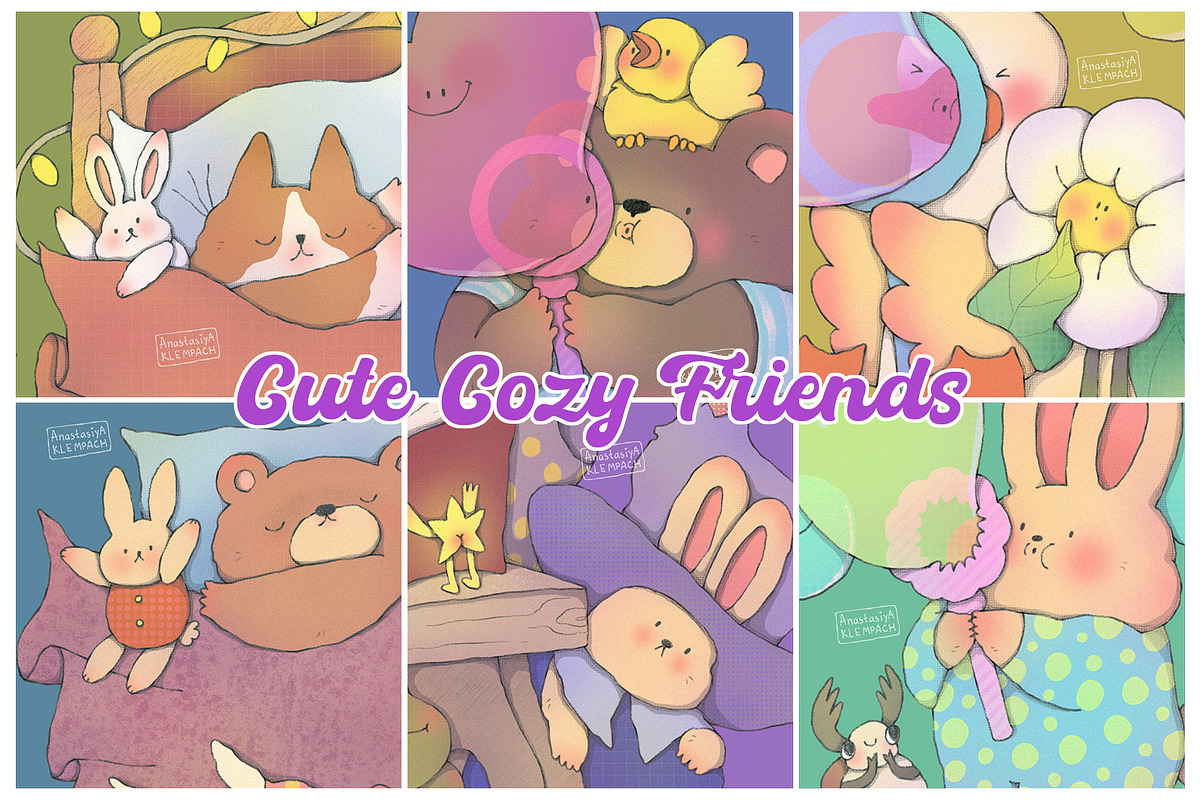 Cute Cozy Friends, an Animal Illustration by Anastasiya Klempach (Photo 1 of 8)