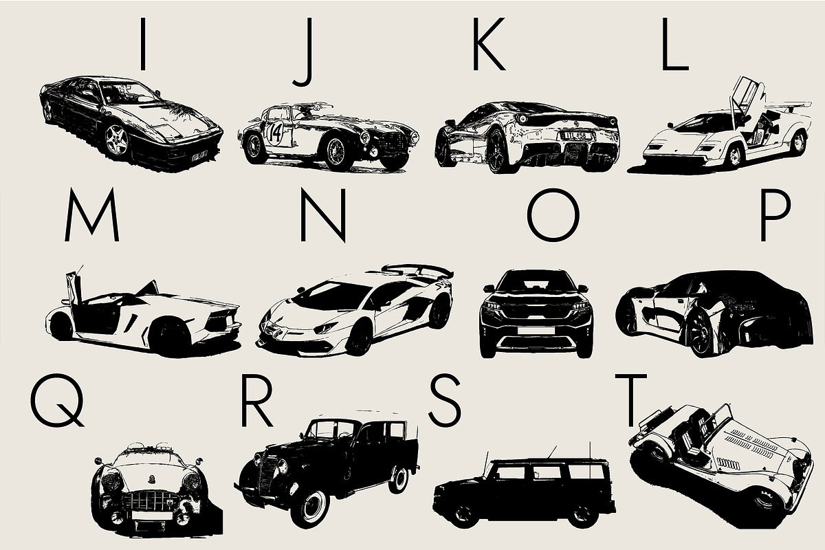 Cars Dingbats Font, a Symbol Font by Minimalartstudio (Photo 2 of 8)