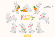 Spring Bunny - Clipart & Patterns, a Pattern Graphic by Baranovska (Thumbnail 6 of 7)