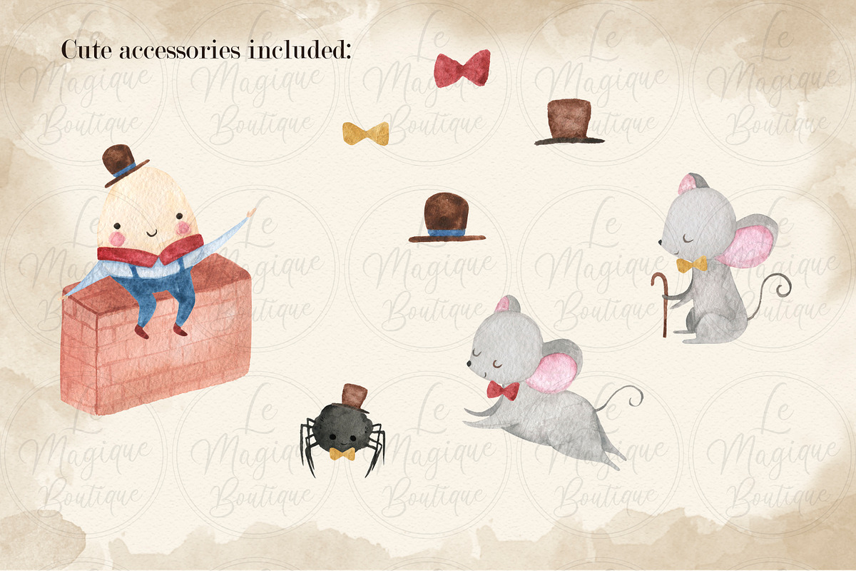 Watercolor Nursery Rhymes Clipart, an Animal Illustration by LeMagiqueBoutique (Photo 5 of 7)