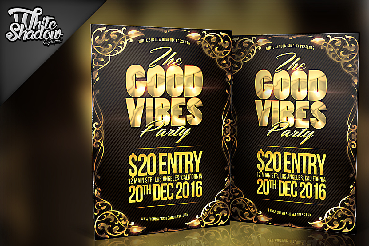 Good Vibes Party Flyer, a Flyer Template by White Shadow Graphix