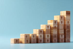 Wooden blocks form a growth chart, a Photo by Beautiful things
