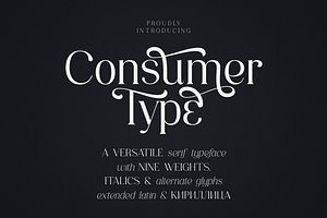 Consumer Type - elegant font family, a Serif Font by VP Fonts