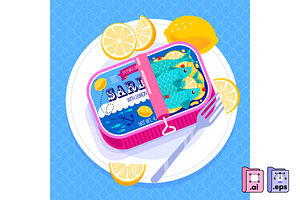 Can of Sardines with Lemon, an Illustration by MISS CHATZ