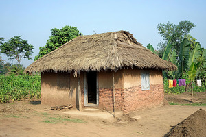 Traditional Indian village house under clear sky during daylight hours, an Architecture Photo by AlyaAnd