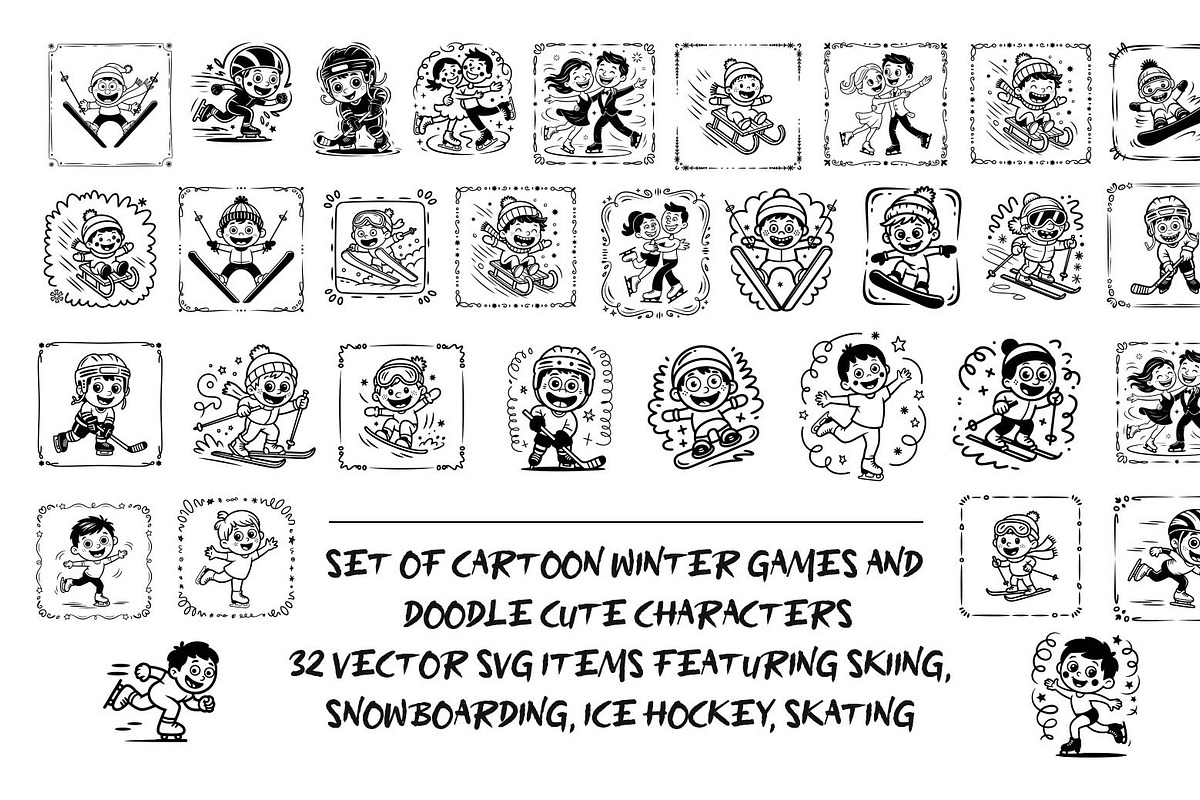 Set of cartoon winter games, a Person Illustration by SketchArtStudio (Photo 1 of 3)