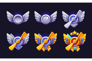 Aviation plane game rank badge, a Technology Illustration by Vector Tradition