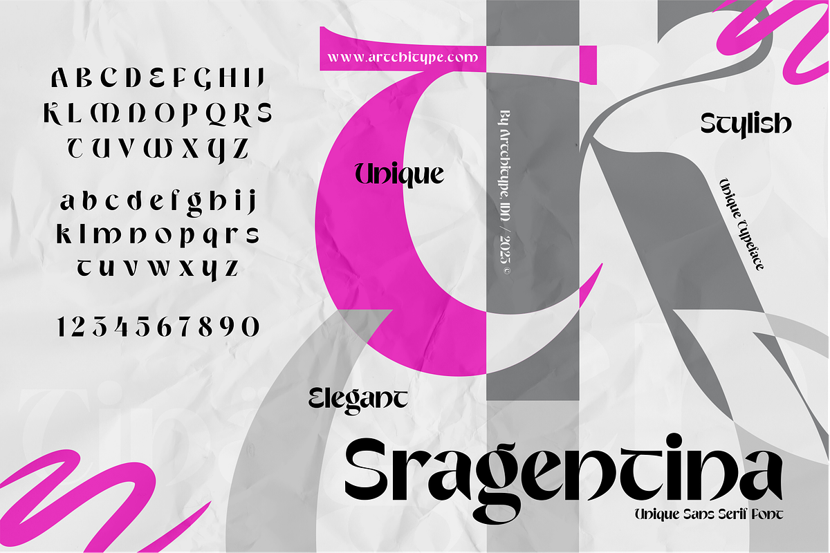 Sragentina - Unique Typeface, a Sans Serif Font by Artchitype Studio (Photo 7 of 10)