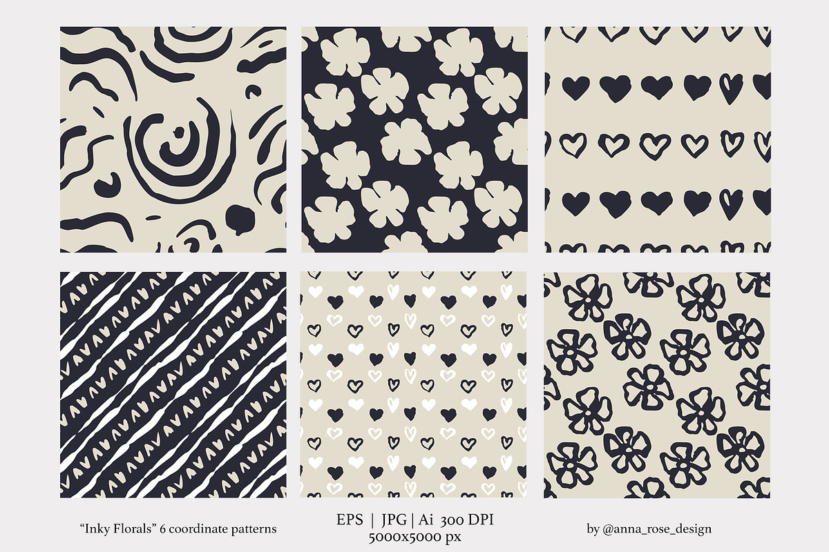 Abstract Ink Wash Floral Patterns, a Pattern Graphic by Rose Design (Photo 4 of 11)