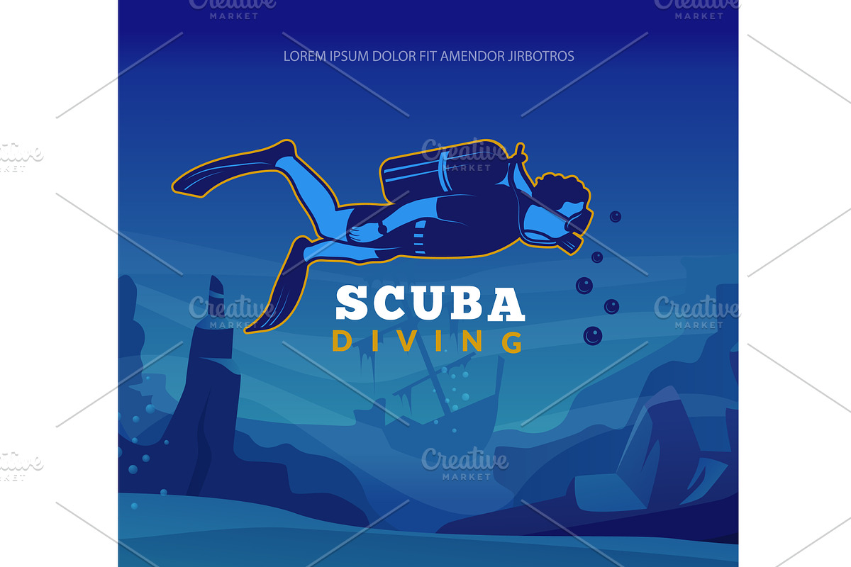 Scuba diving. poster with underwater, a Sport Illustration by Onyx