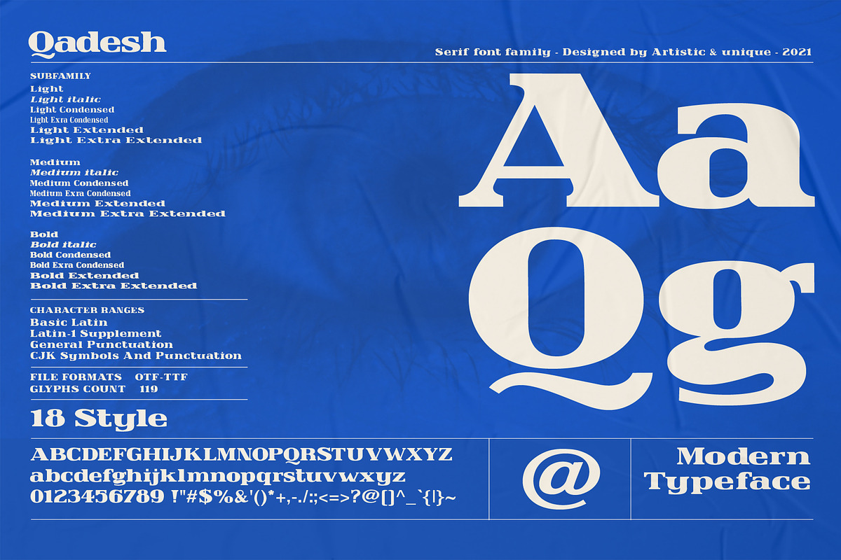 Qadesh - Serif font family, a Serif Font by Artistic & Unique (Photo 2 of 15)