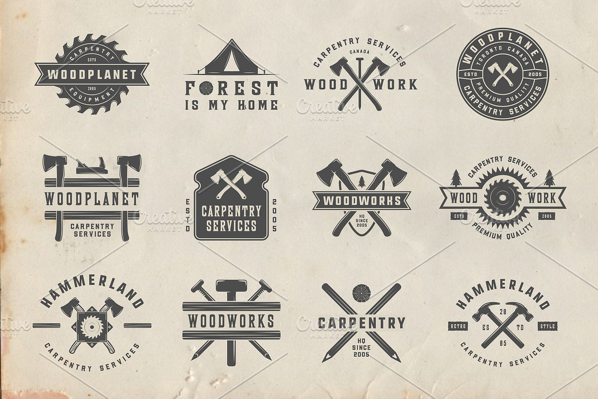 Vintage Carpentry Emblems part 1, a Branding & Logo Template by AkimD (Photo 4 of 10)