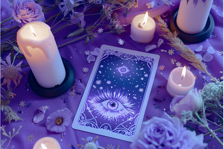 Mystical Tarot and Candles Setup, a Nature Photo by LaVika