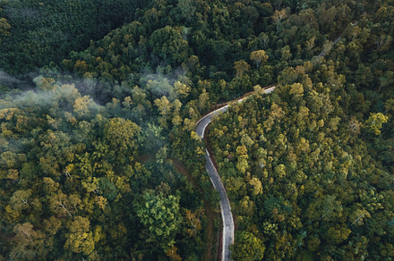Mountains and trees at a rural village, high angle in the mornin, a Nature Photo by Art Rachen