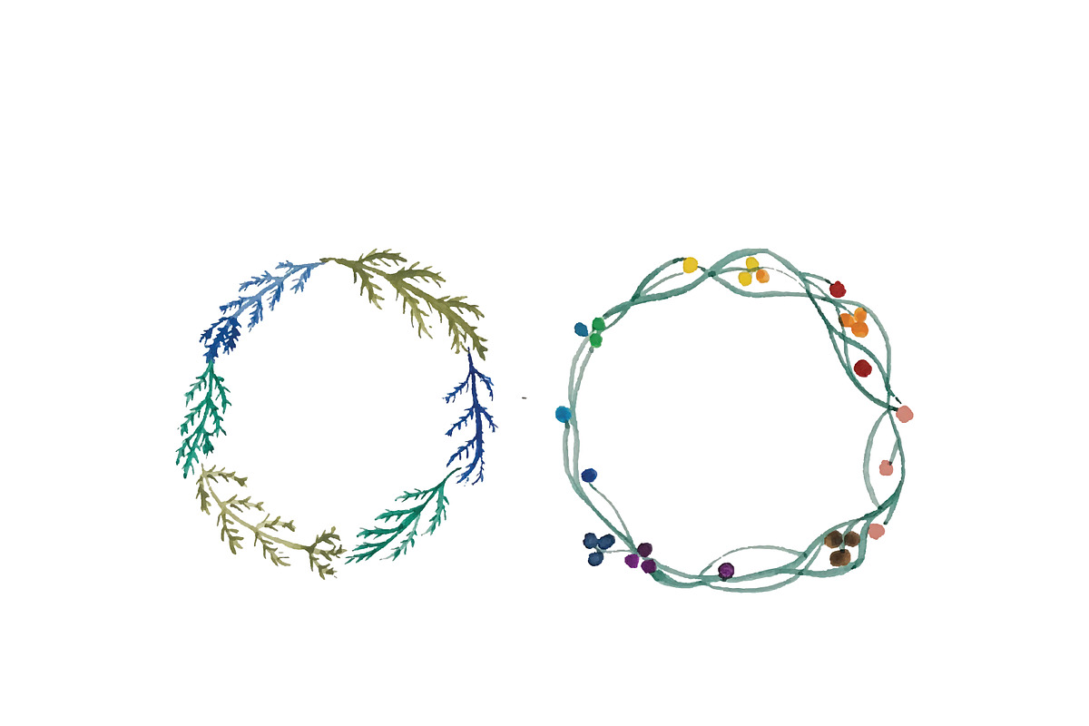 Hand Painted Watercolor Wreaths, an Illustration by Valeri Nick (Photo 5 of 5)