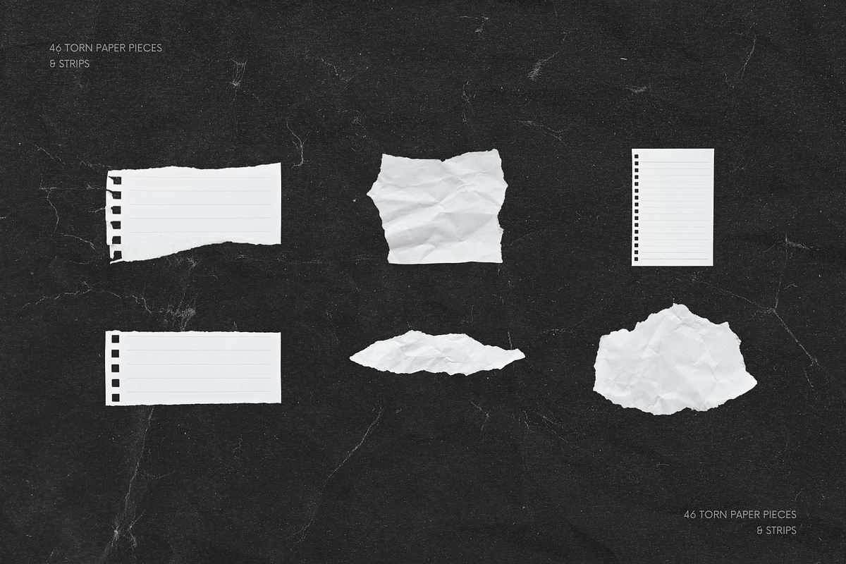 46 Textured Torn Paper Pieces Strips, a Texture Graphic by Ksuview (Photo 6 of 8)