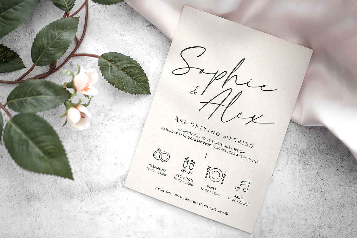 Clean &Minimal Wedding Card Template, an Invitation Template by Esther van Helmont (Photo 5 of 5)