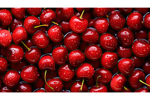 fruit red cherry background ai, a Food & Drink Photo by pikepicture