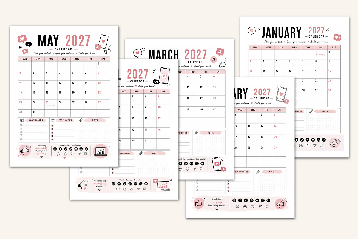 2027 Social Media Planner, a Stationery Template by Designmela01 (Photo 3 of 5)