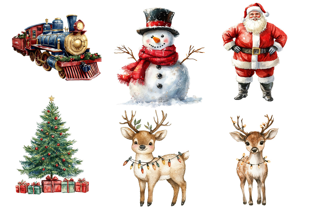Watercolor Christmas Clipart, an Illustration by Designworld (Photo 4 of 6)