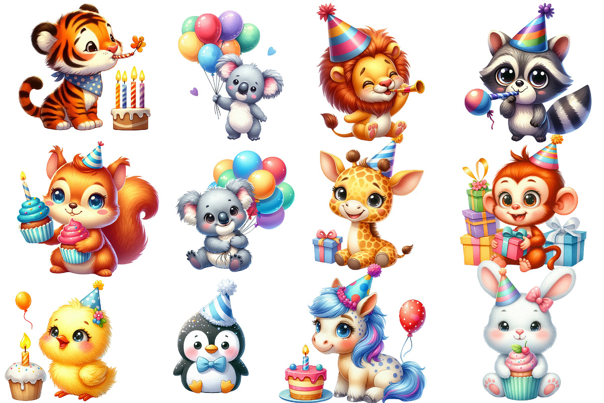 Birthday Baby Animal Clipart, an Illustration by Designworld (Photo 3 of 6)