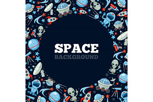 Space Cartoon Icons. Spaceship