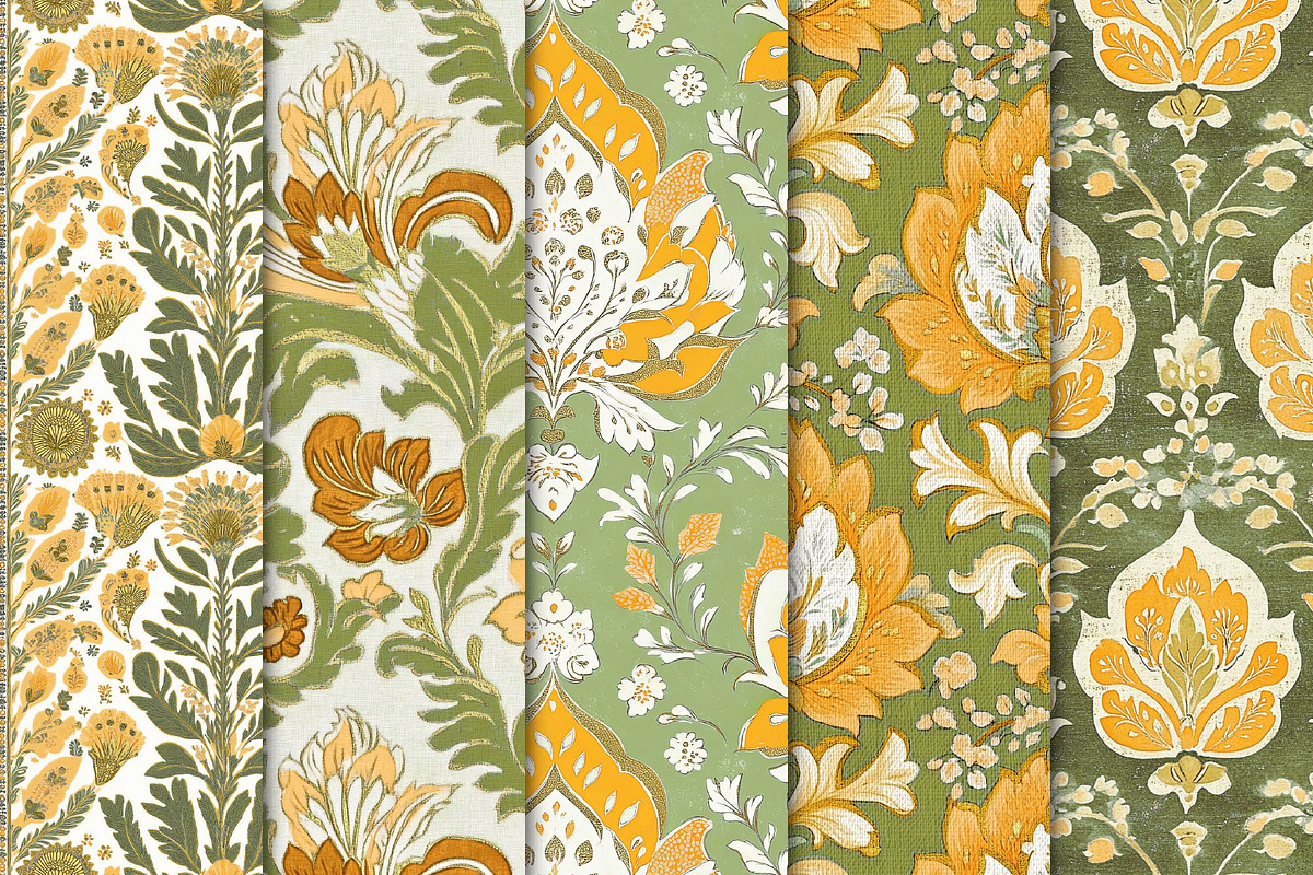 Batik Style Yellow Green Papers, a Texture Graphic by Maishop (Photo 3 of 4)