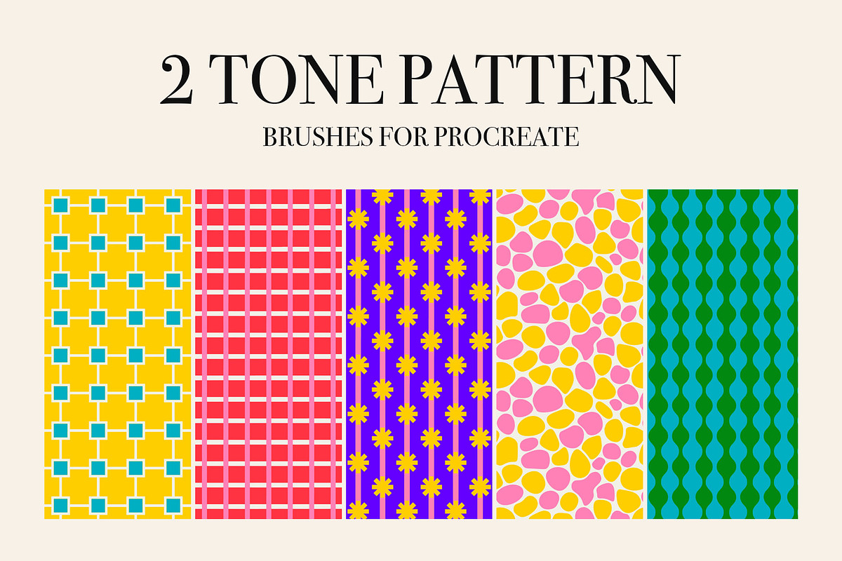 Procreate 2-Tone Pattern Brushes, a Brush Add-On by BrushBoy (Photo 1 of 5)